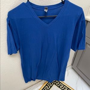 4 Large Blue V neck shirts
